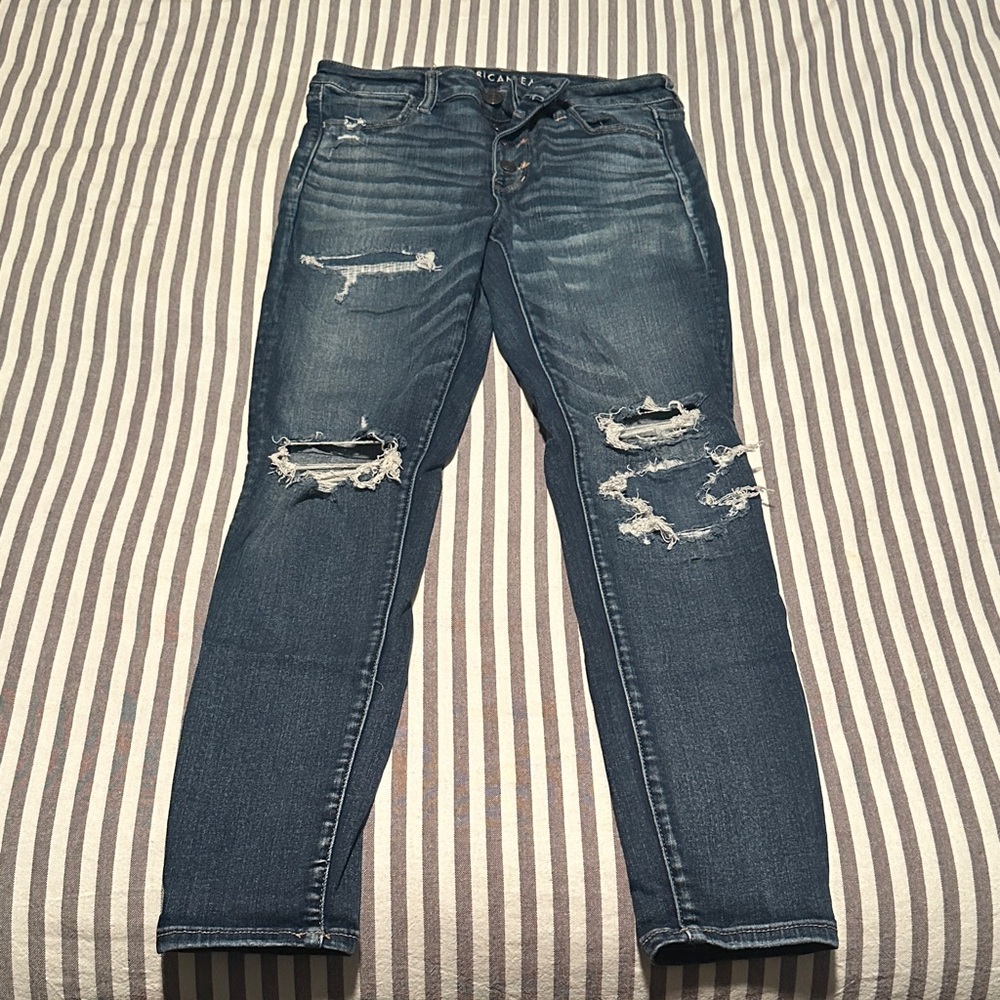 American Eagle Outfitters Ripped Blue Skinny Jeans